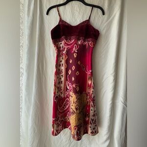 Sara Sara Burgundy and Gold Mini Dress